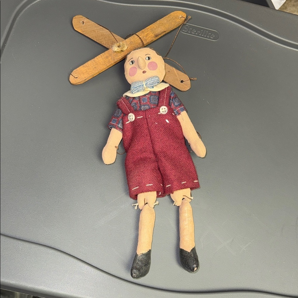 Adorable antique marionette boy, 10" long plus the strings. Grey1